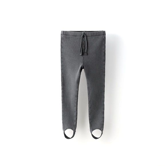 ZARA Baby Girl Ribbed Stirrup Leggings Pants Gray 12-18mo - Picture 1 of 6